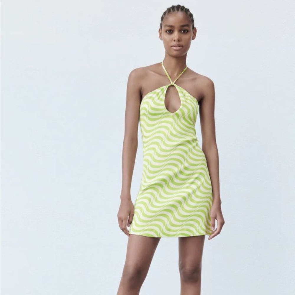 Zara Satin Effect Print Dress